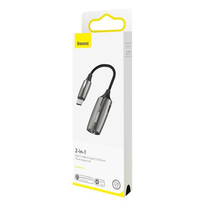 Cáp chuyển Baseus 2-in-1 TypeC Male to TypeC & 3.5mm L60