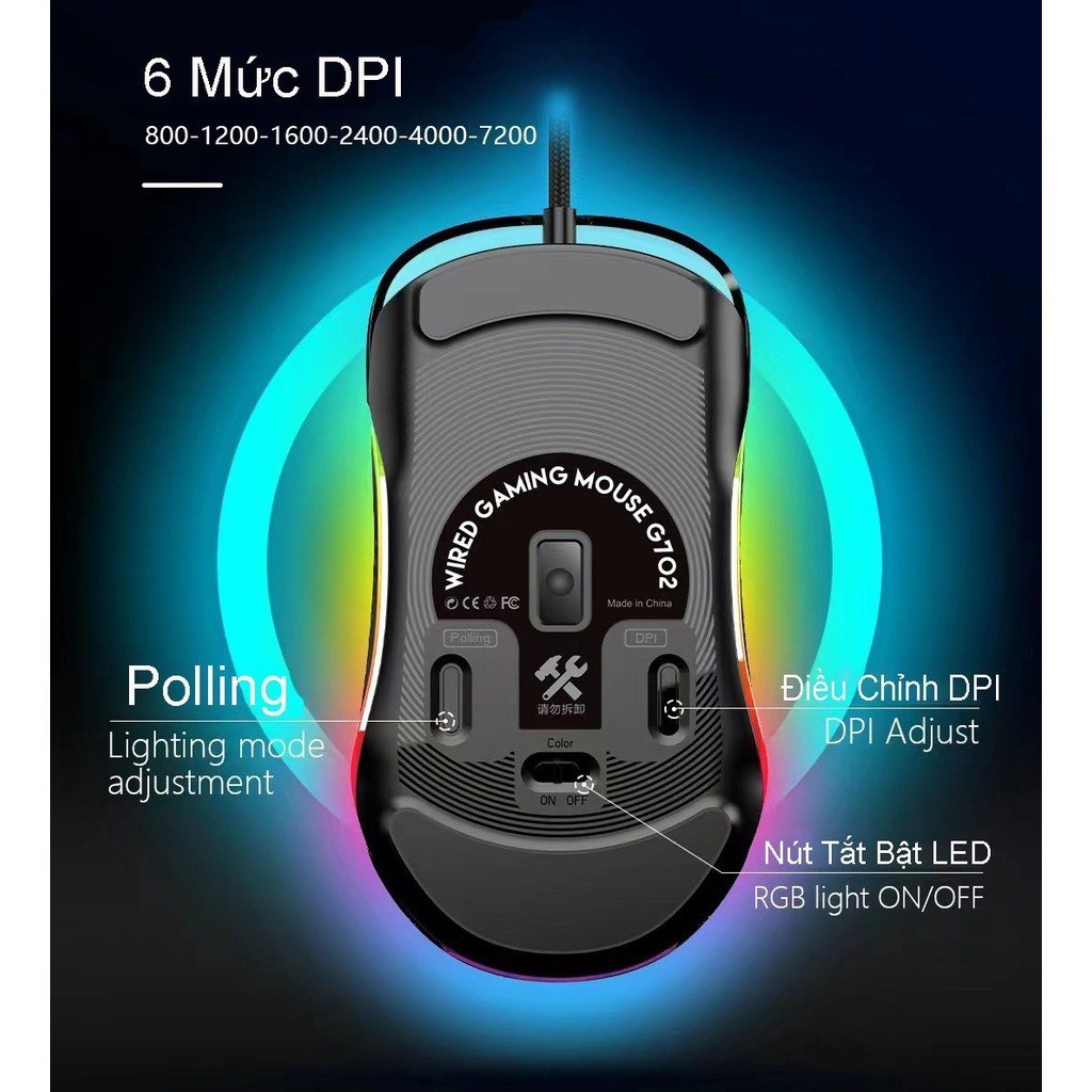Chuột máy tính có dây trong suốt Logitech G702