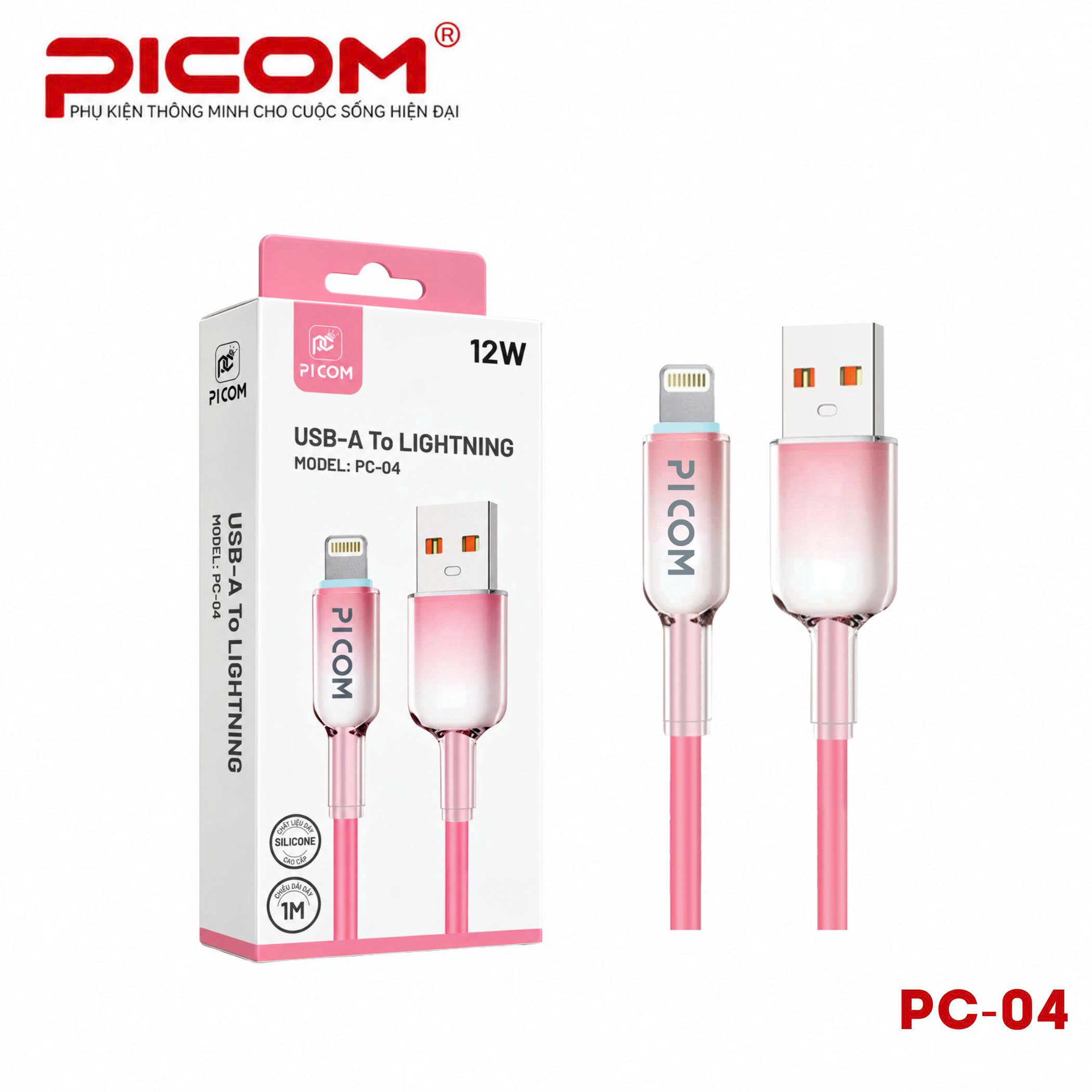 Cáp sạc Usb-Lighting Picom PC-04 18w