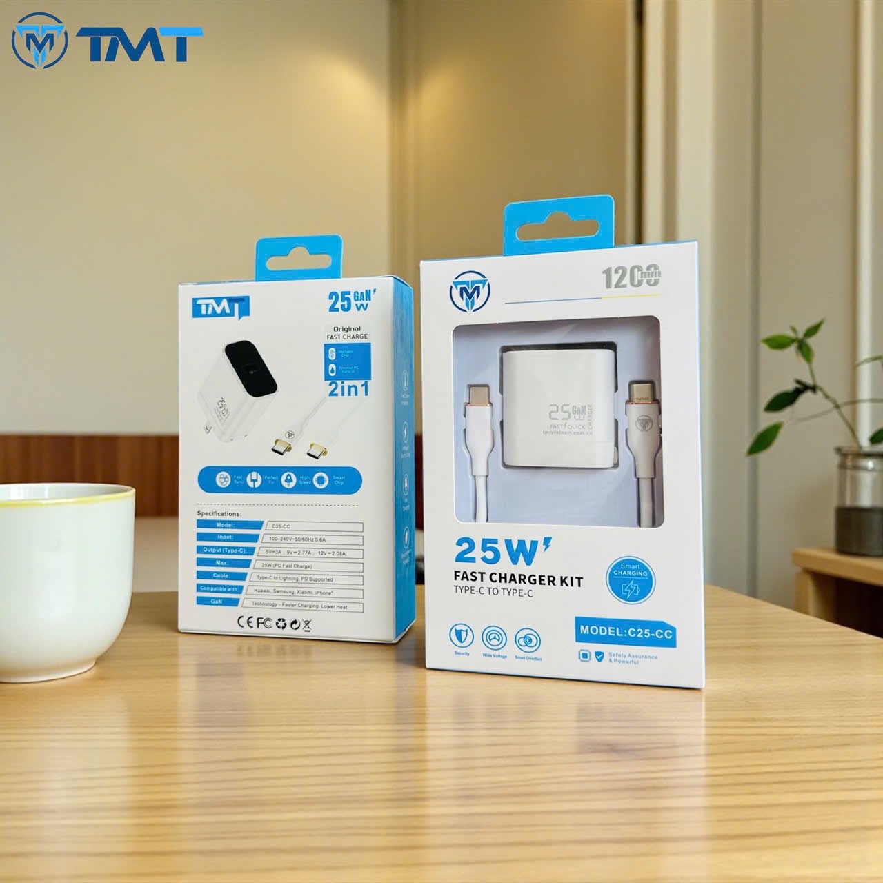 Bộ sạc TypeC-Lighting TMT C25 công nghê GAN - 20w