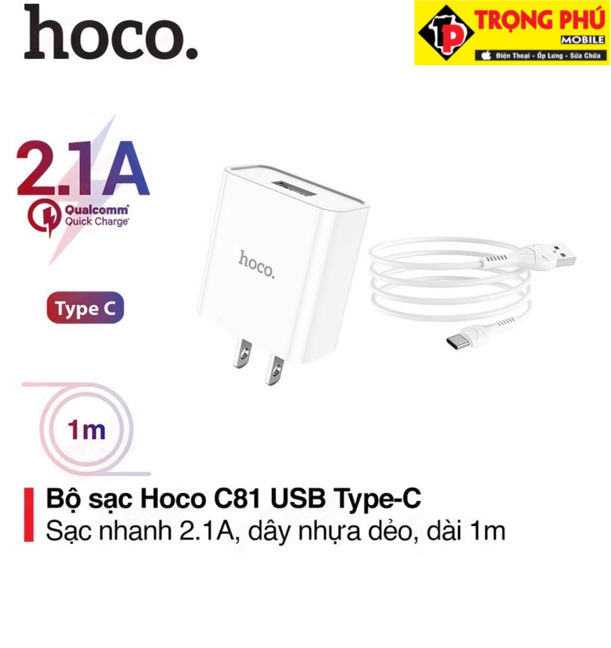 Bộ sạc Usb-Lighting Hoco C81 nhanh