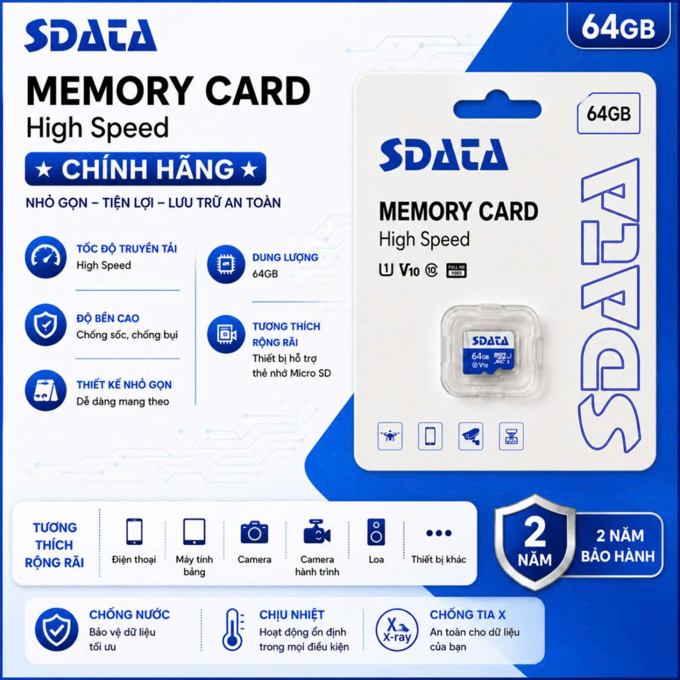 Thẻ nhớ Micro Sdata hãng
