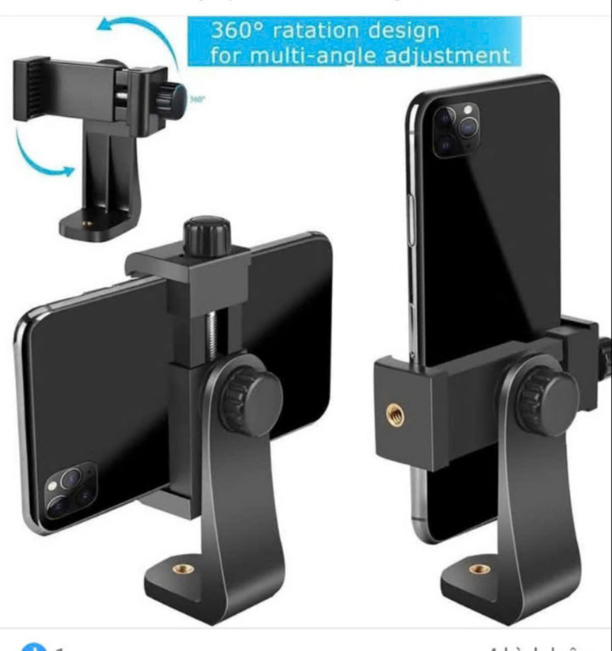 Kệ điện thoại chỉ có kẹp xoay 360 lắp ở chân đèn livetream, gậy tripod…(ko chân)