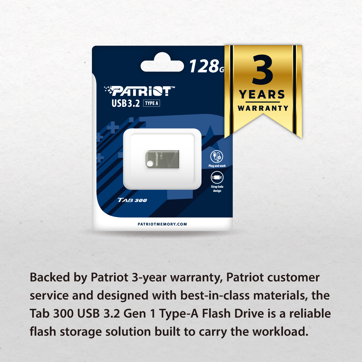 USB PATRIOT TAB300 | USB 3.2 Gen1 Type-A | Đen nhám | BH 3 năm