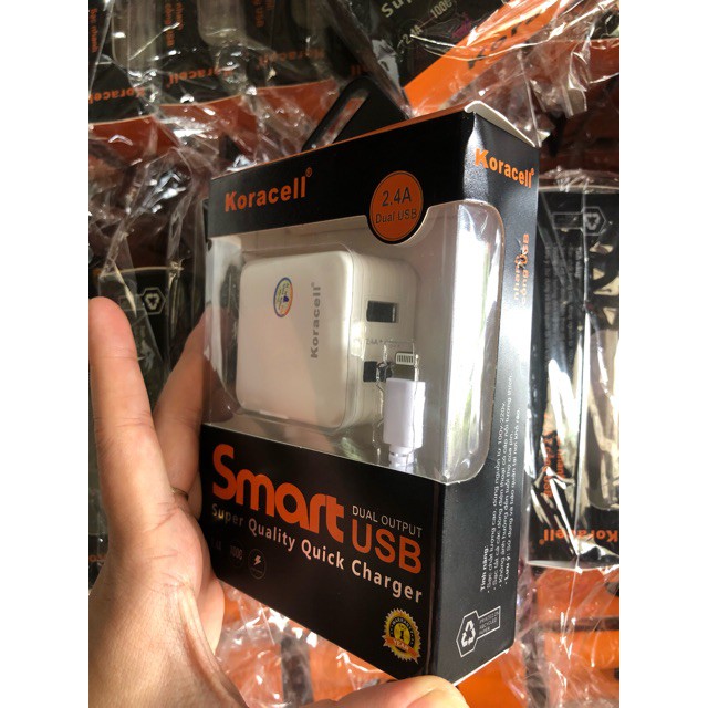 Bộ sạc Usb-Lighting Koracell 2.4A