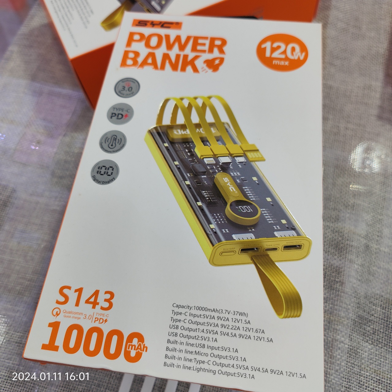 Sạc dự phòng SYC S144 trong suốt 120w