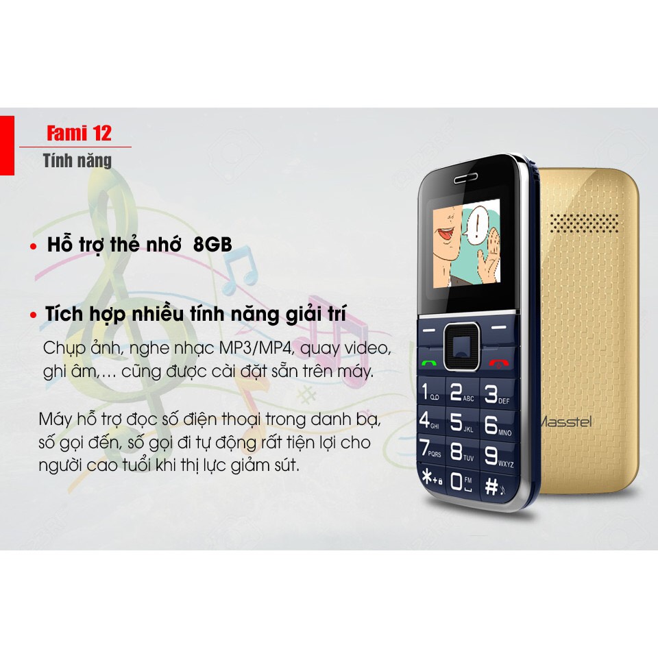 Điện thoại MASSTEL FAMI 12 mới fullbox người già