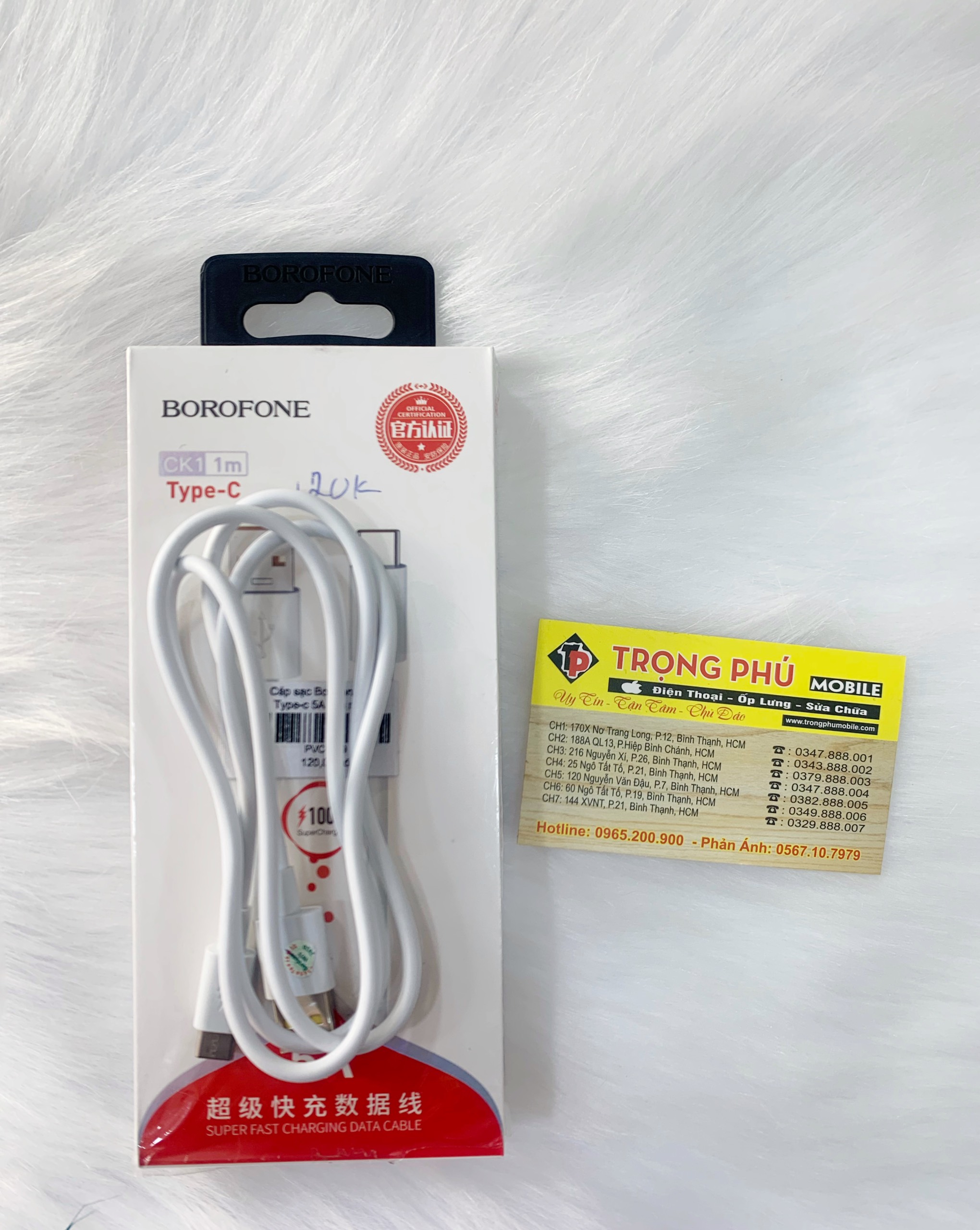 Cáp sạc Usb-TypeC Borofone CK1 TypeC 5A sạc nhanh