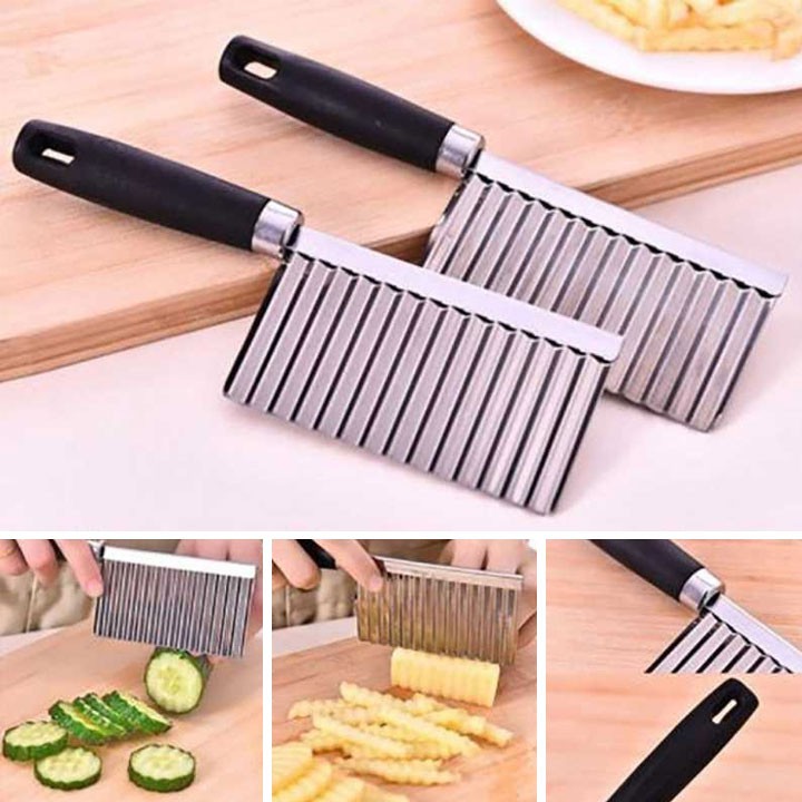 Dao Cắt Lát Sóng Cán Nhựa Đen