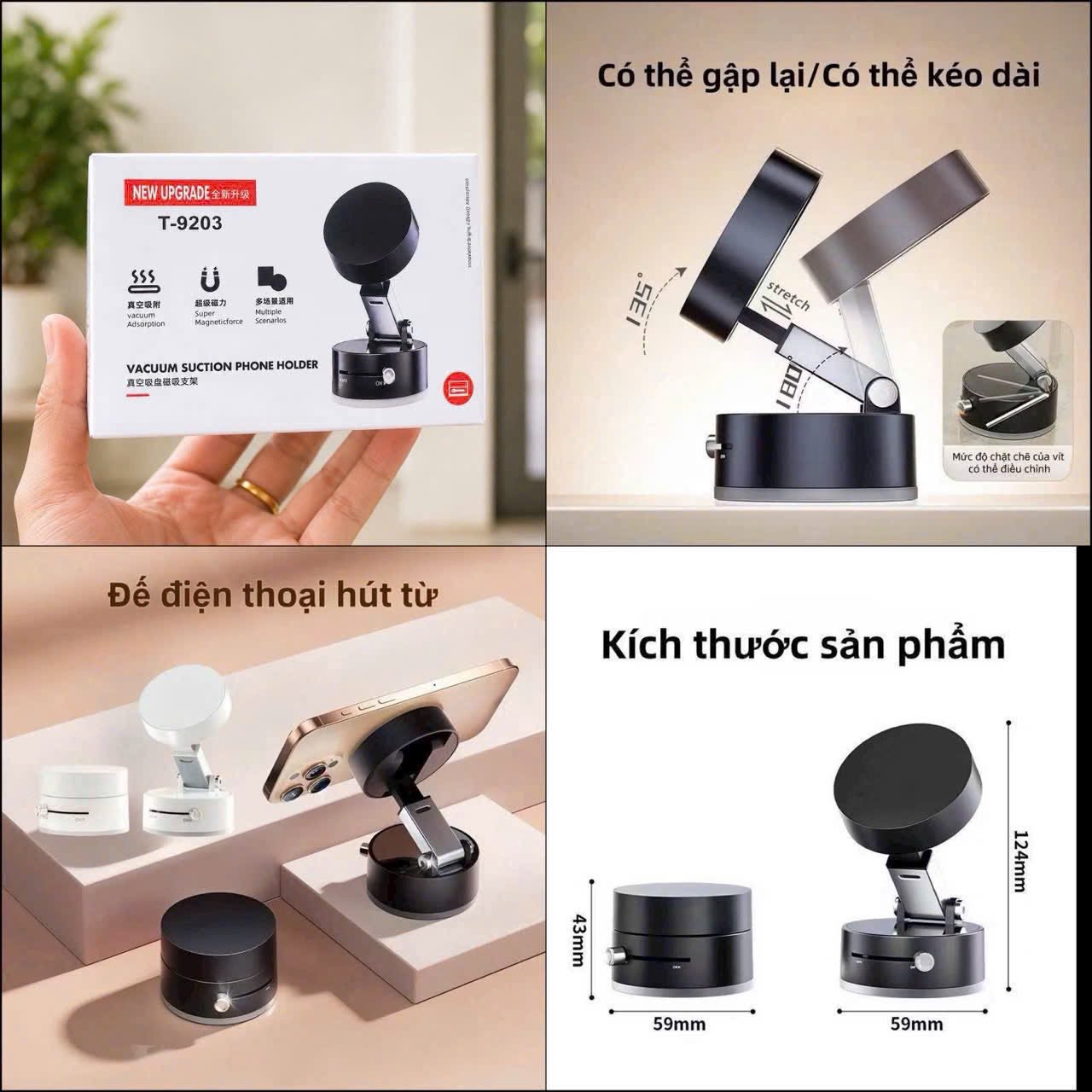 Kệ điện thoại T-9203 hít từ gập 3 đoạn