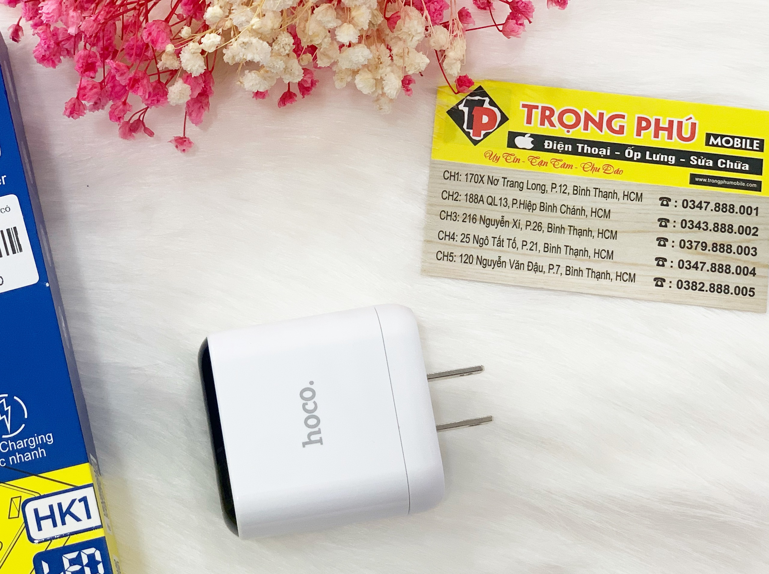 Cốc sạc 3 cổng  Hoco HK1 3 cổng có led