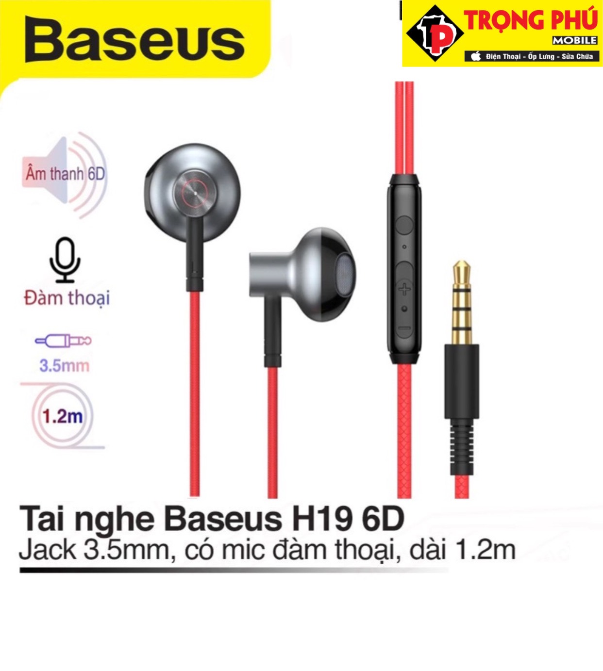 Tai nghe dây Đầu tròn Baseus Encok H19