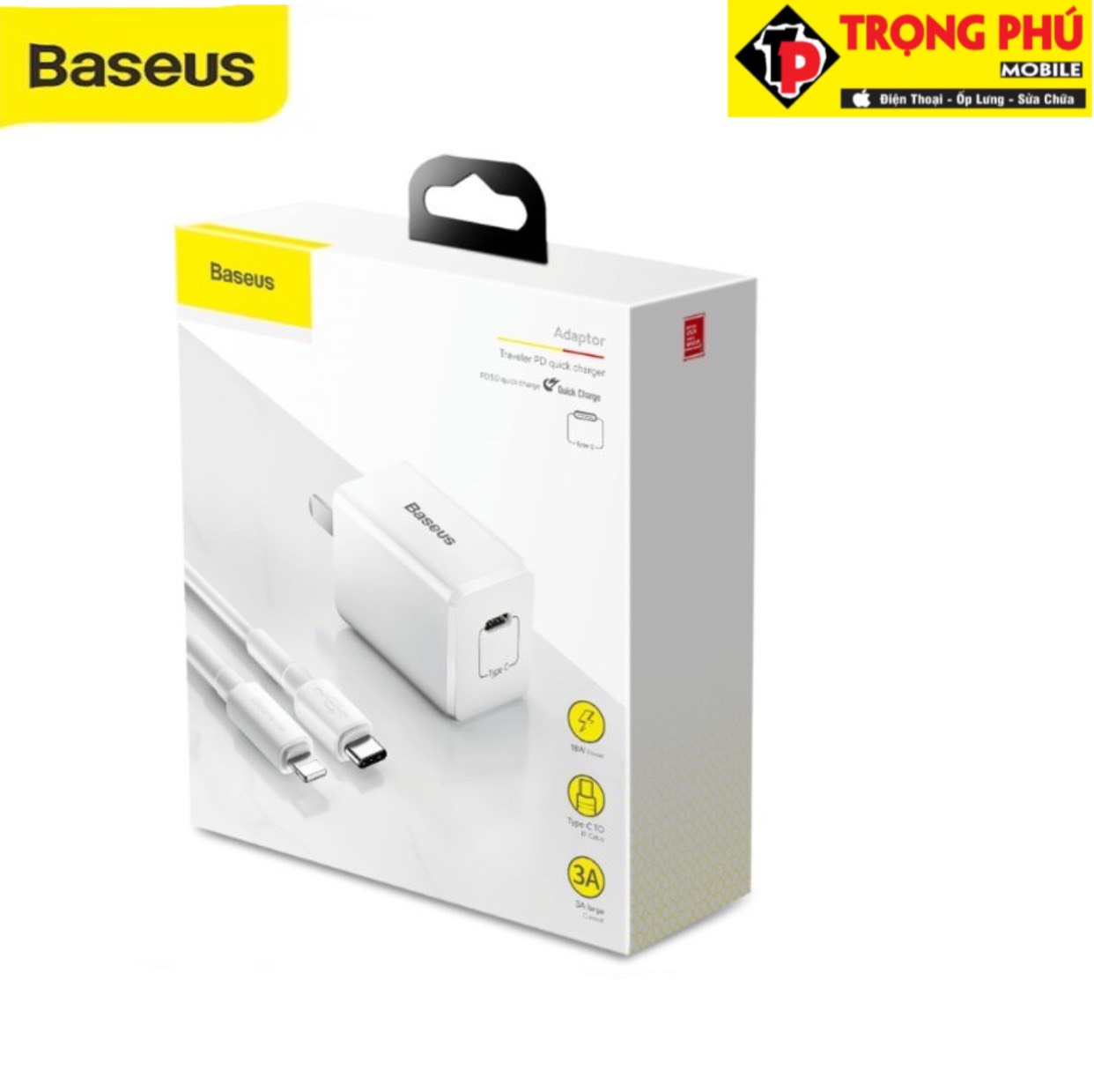 Bộ sạc TypeC-Lighting Baseus Traveler PD 18W TZCCXZ