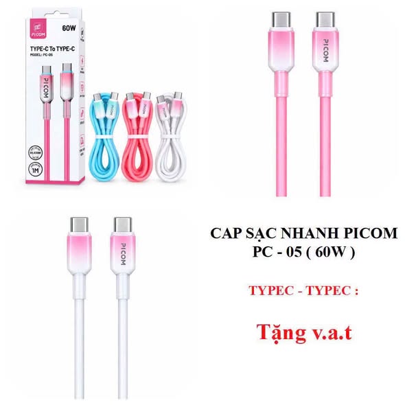 Cáp sạc TypeC-TypeC Picom PC-05 60w
