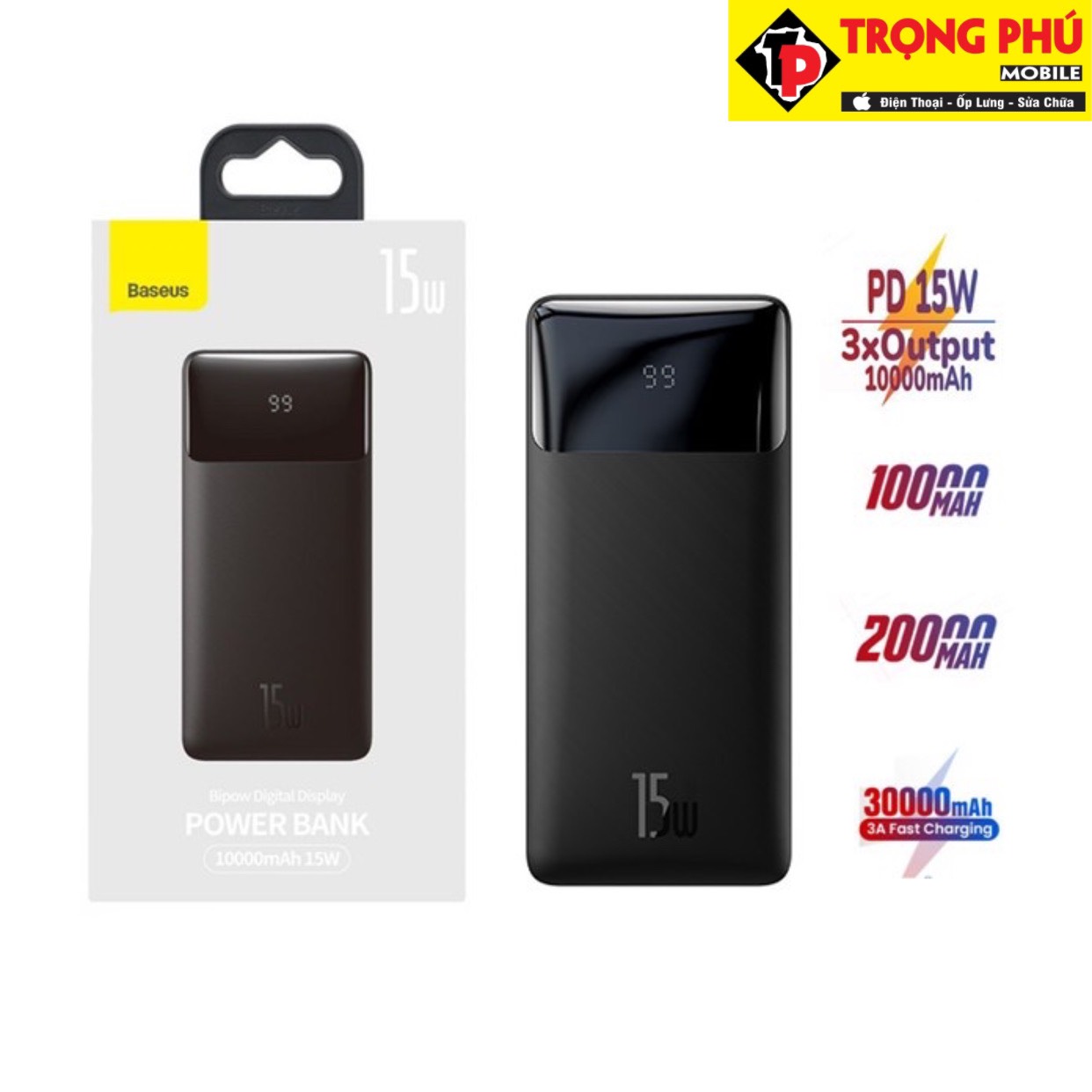 Sạc dự phòng Baseus BIPOW 15W 10000mAh - Lighting