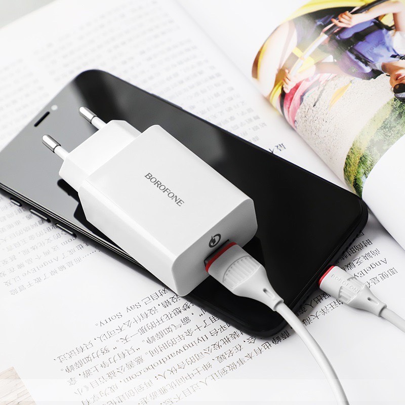 Bộ sạc Usb-Lighting borofone BA21A sạc nhanh