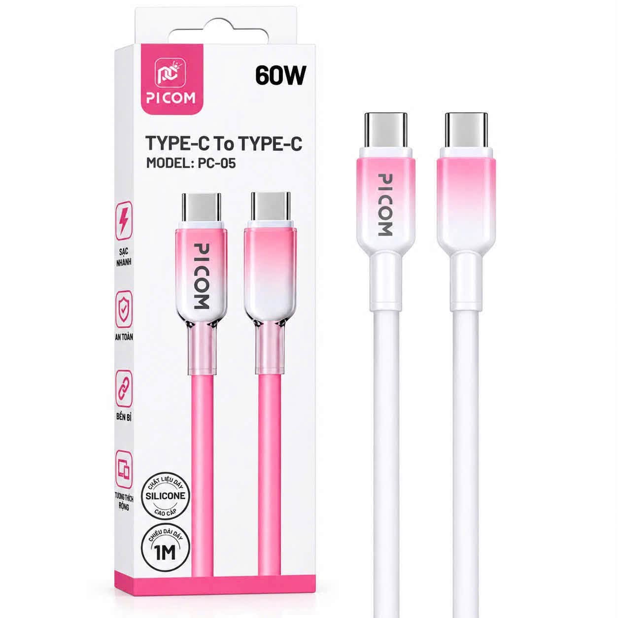 Cáp sạc TypeC-TypeC Picom PC-05 60w
