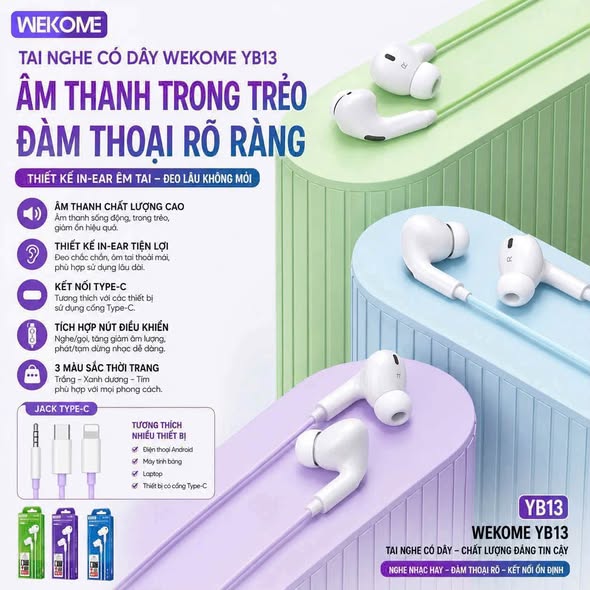 Tai nghe dây TypeC Wekome YB13 TypeC