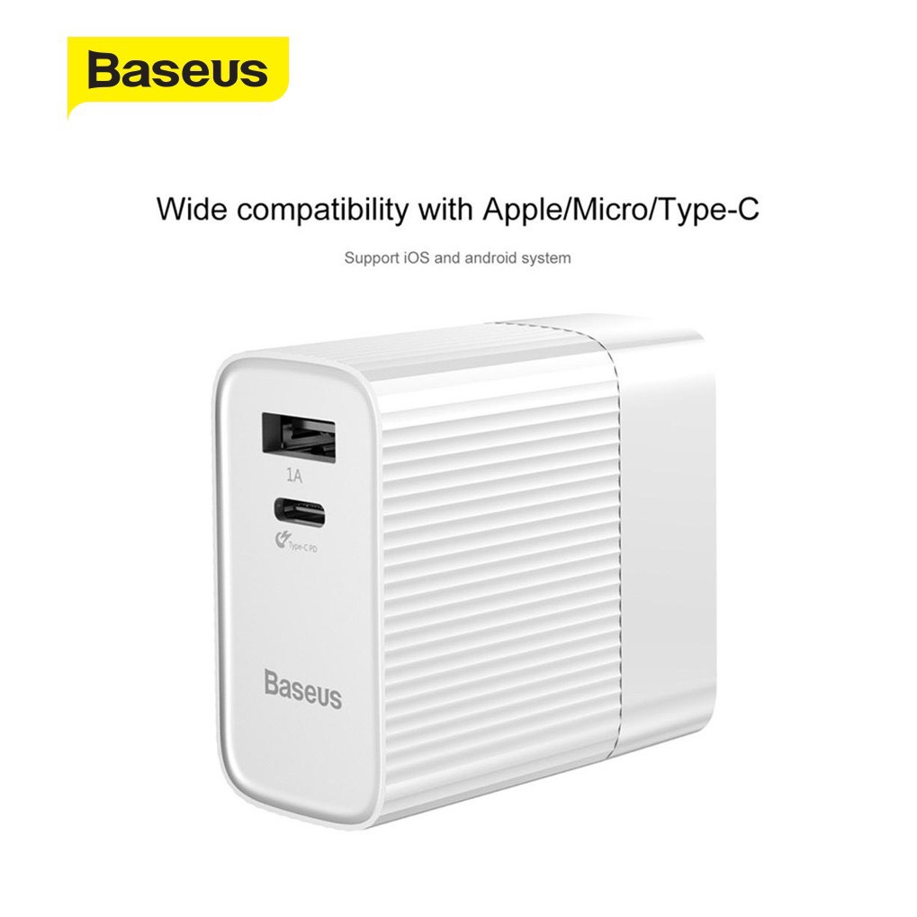 Cốc sạc TypeC Baseus 2 Cổng 30W Transun Chân Gập