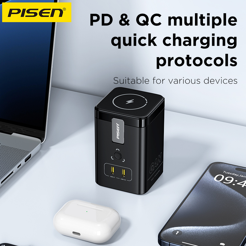 Đế Trạm sạc Pisen TP-C25 45W GaN Desktop Magstation sạc được laptop, macbook