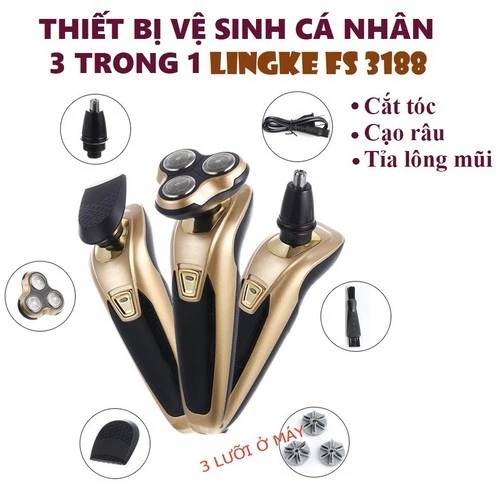 Máy cạo râu, tông đơ, tỉa mũi 3in1 LINGKE FS-3188