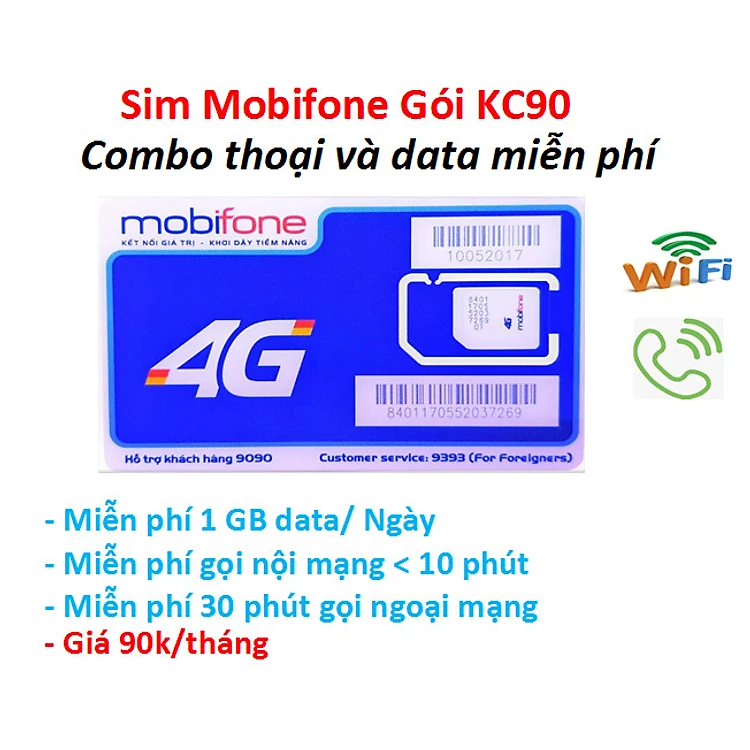 Sim mobilefone KC90 1Gb/Ngày tháng 90k