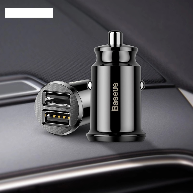 Tẩu Sạc ô tô Baseus Grain Car Charger Black 2 cổng