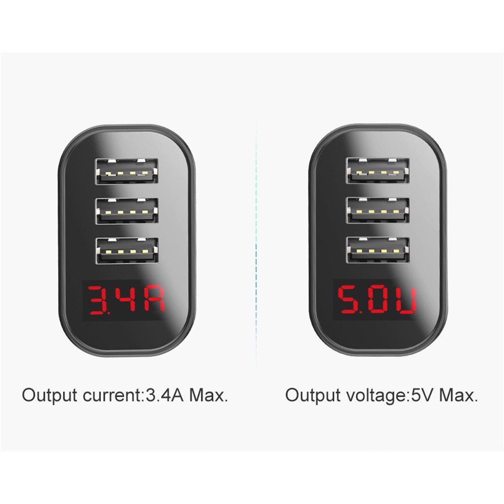 Cốc sạc 3 cổng Baseus Mirror Lake Intelligent 3USB 3.4A