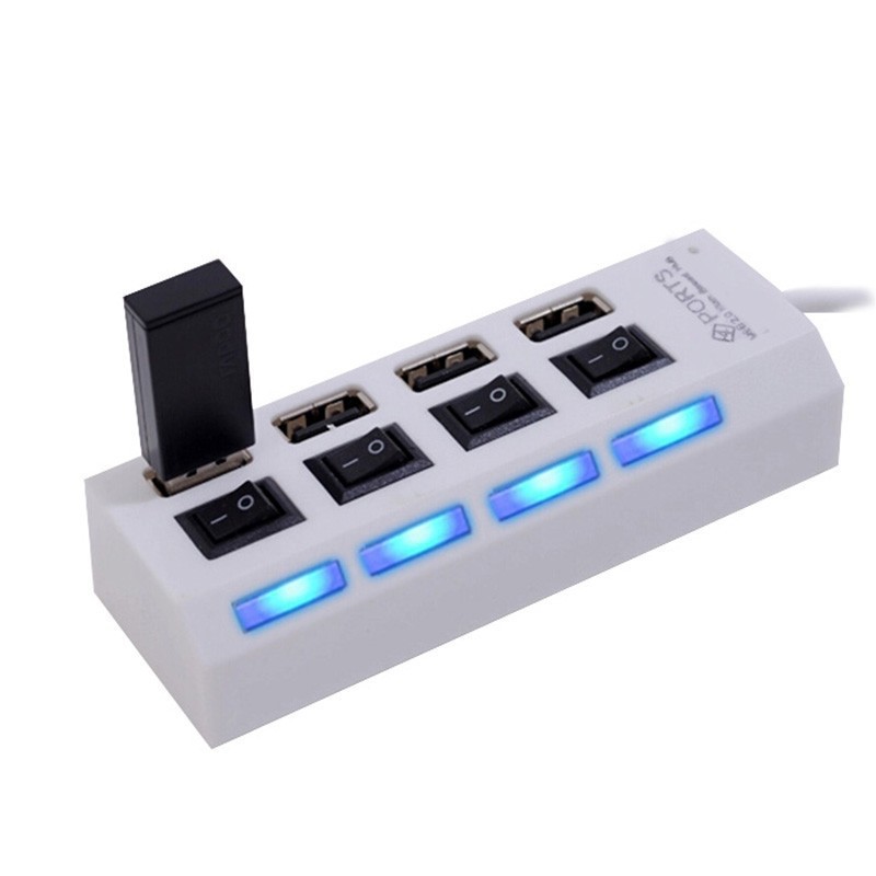 Hub chia 4 cổng USB có công tắc, truyền data và nguồn 0,5A (ko sạc)