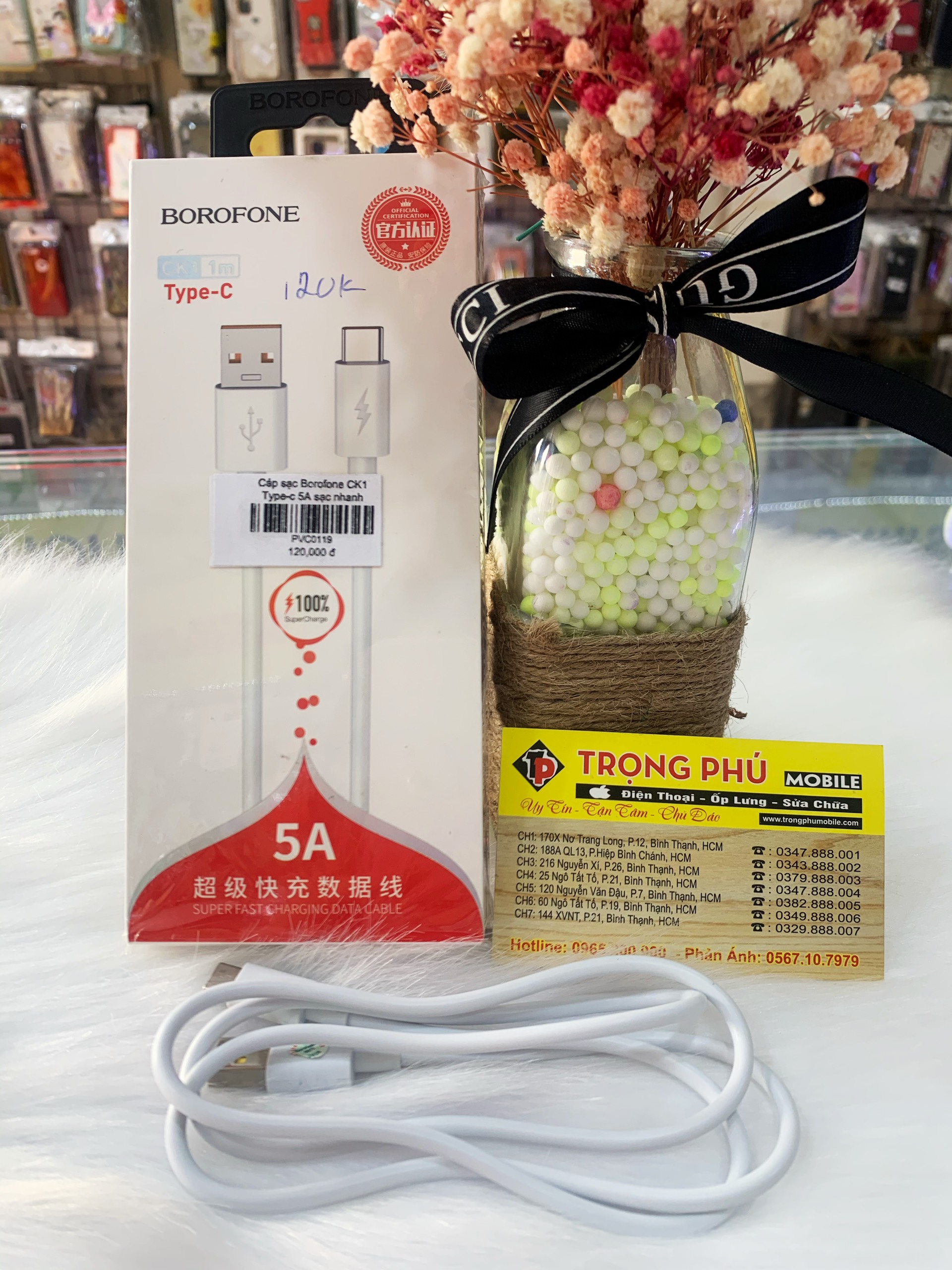Cáp sạc Usb-TypeC Borofone CK1 TypeC 5A sạc nhanh