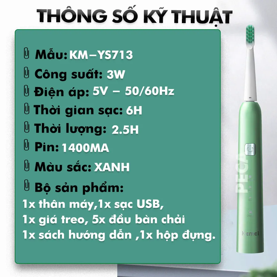 Bàn Chải Đánh Răng Điện Kemei KM-YS713