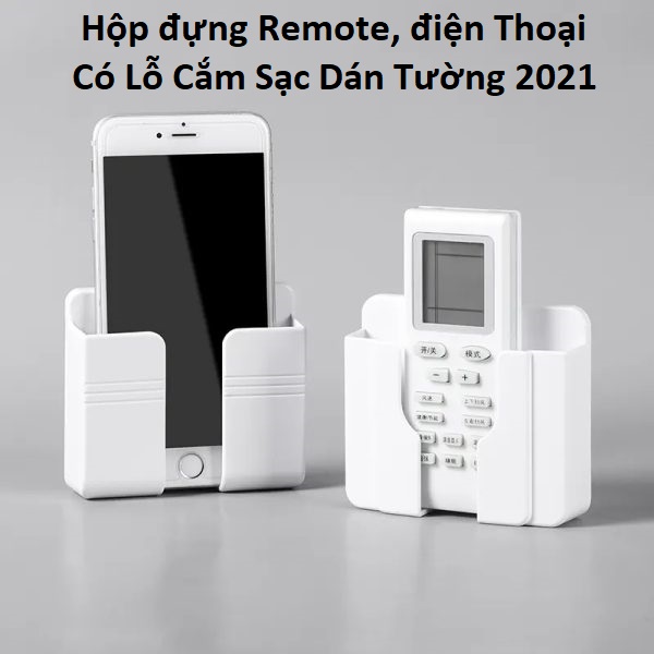 Hộp đựng Remote, điện Thoại Có Lỗ Cắm Sạc Dán Tường màu ngãu nhiên hay inbox