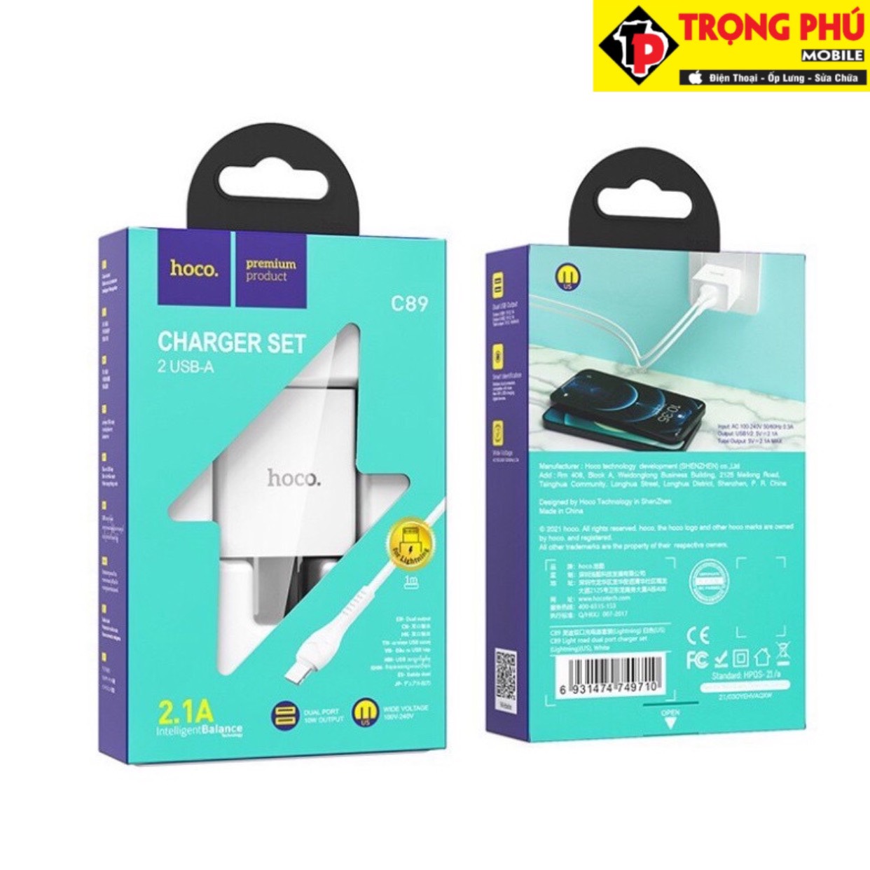 Bộ sạc Usb-Lighting Hoco C89 nhanh