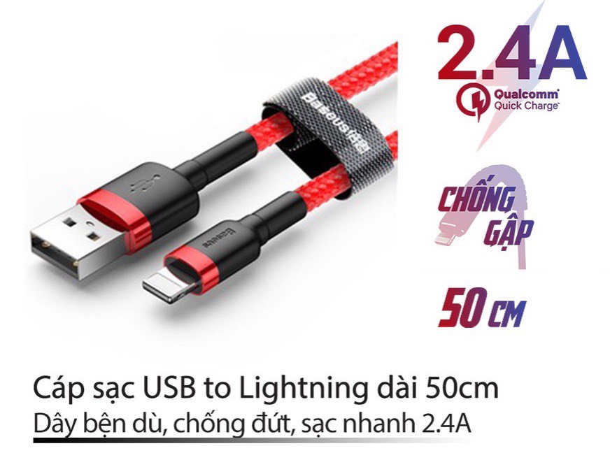 Cáp sạc Usb-Lighting Baseus Cafule Cable