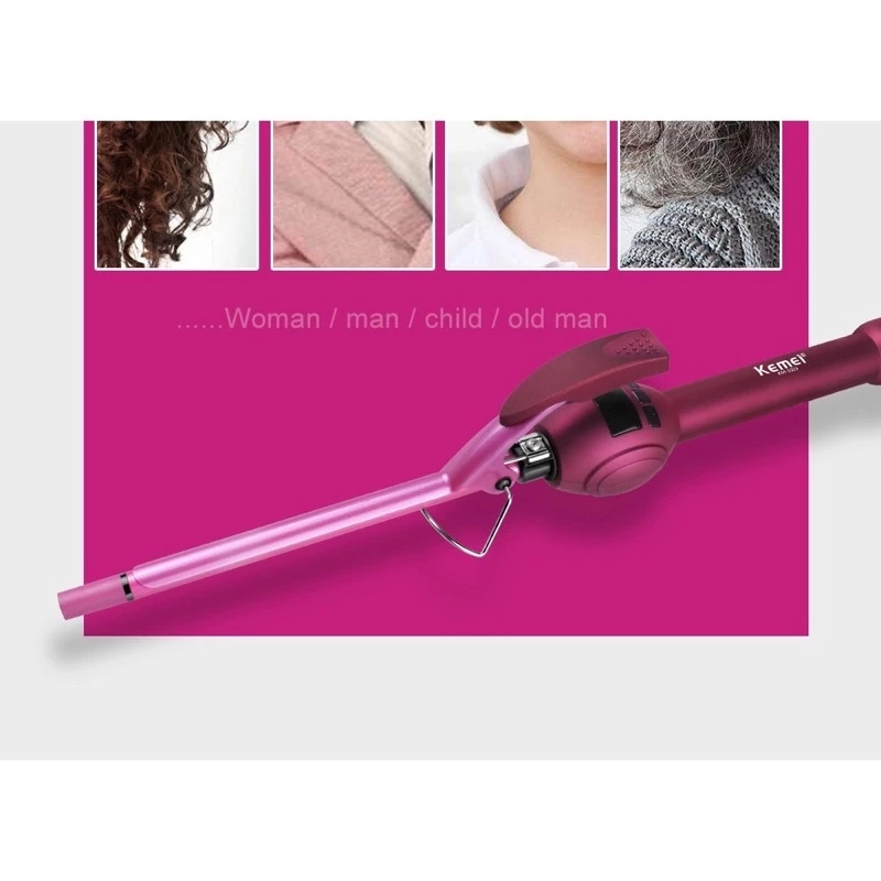 Máy Uốn Tóc Nam Nữ Lọn 9mm Có Chỉnh Nhiệt Kemei KM-1023