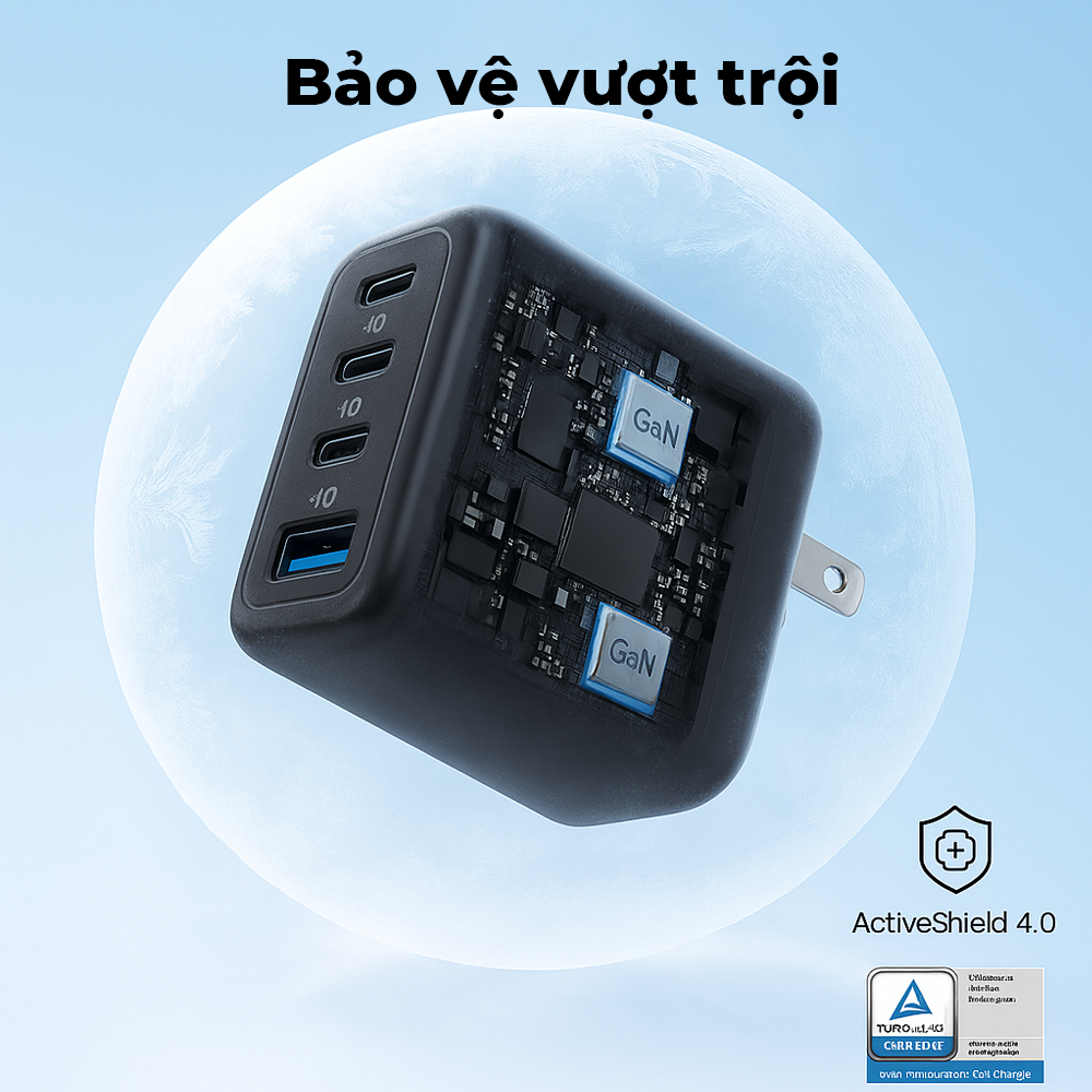 Cốc sạc 4 cổng Anker Zolo 3C1A 70W_A121C