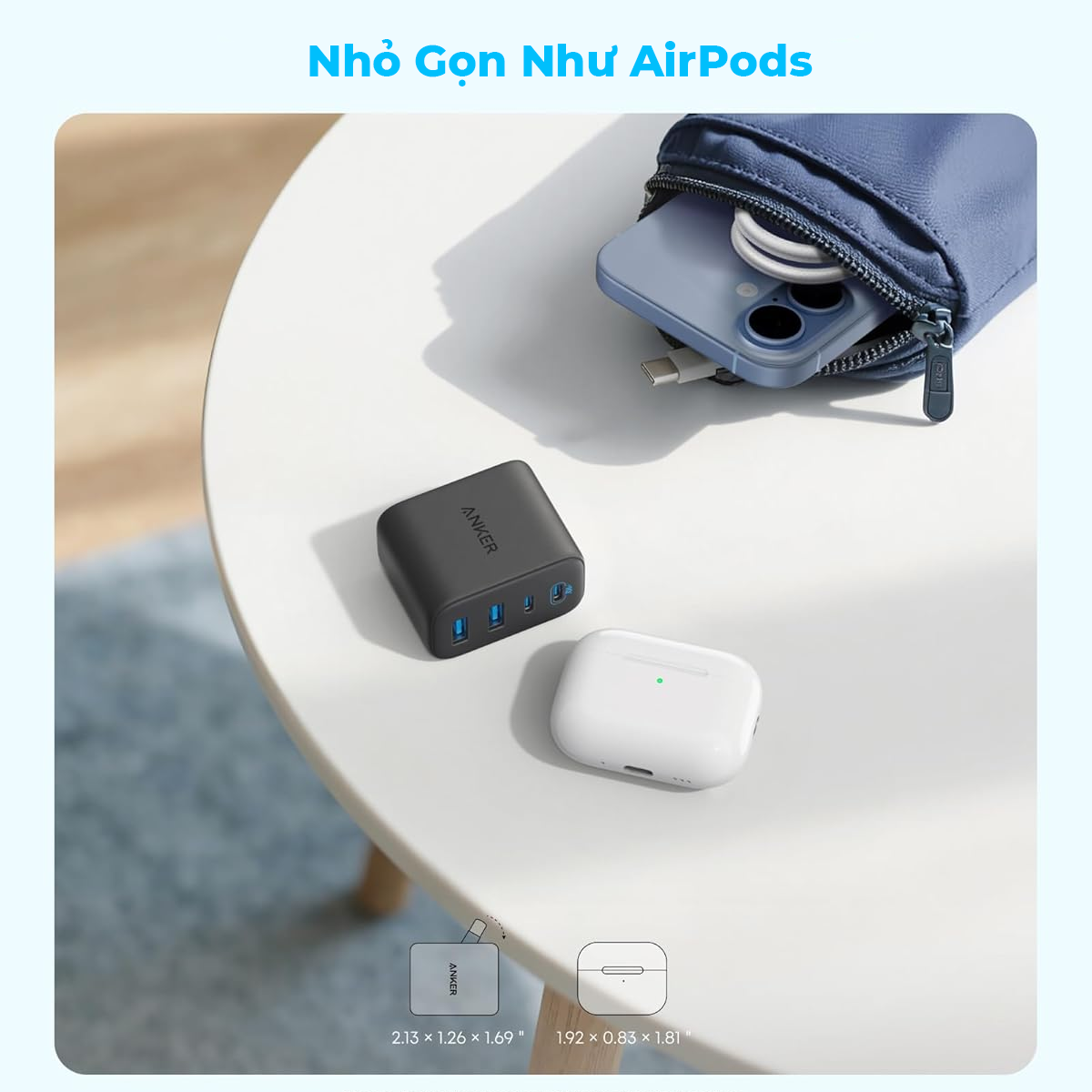 Cốc sạc 4 cổng Anker Zolo 2C2A 50W_A121E