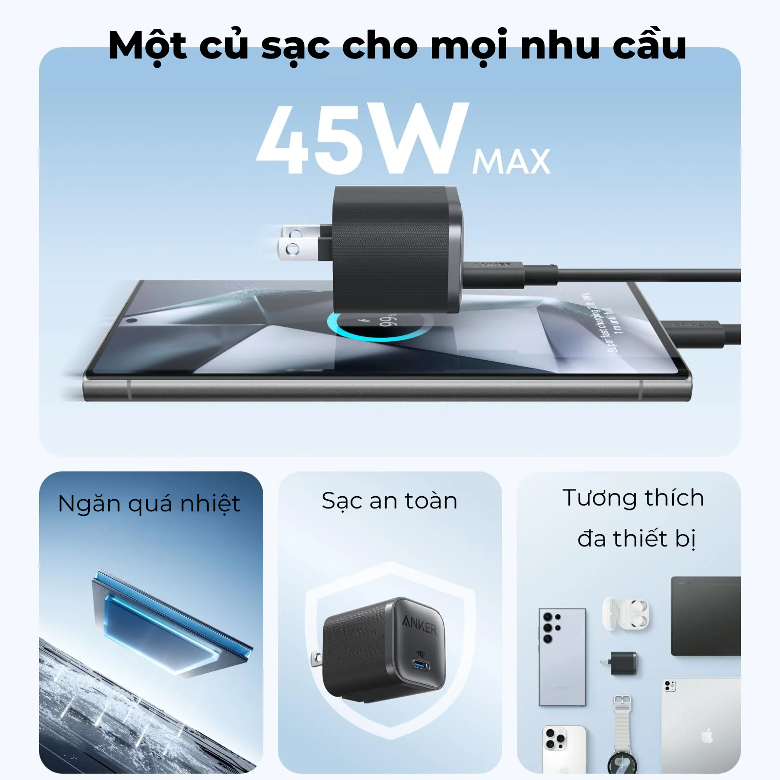 Cốc sạc TypeC Anker Zolo 1C 45W_A2692