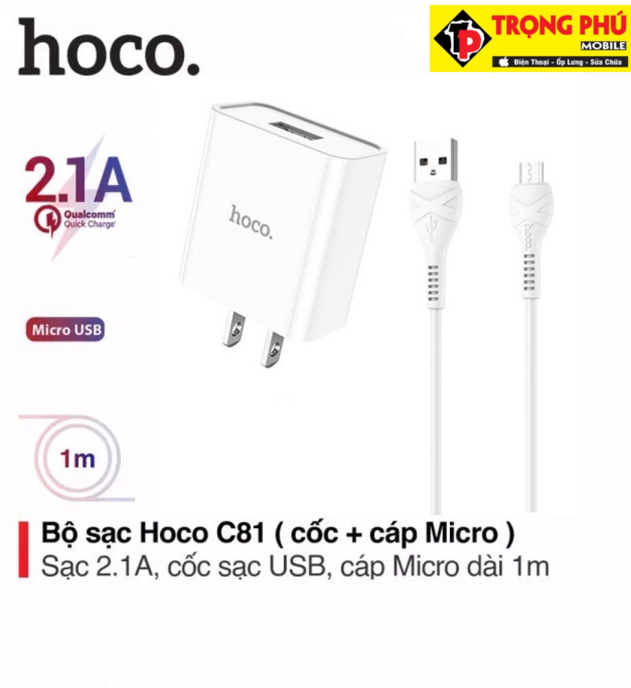 Bộ sạc Usb-Lighting Hoco C81 nhanh