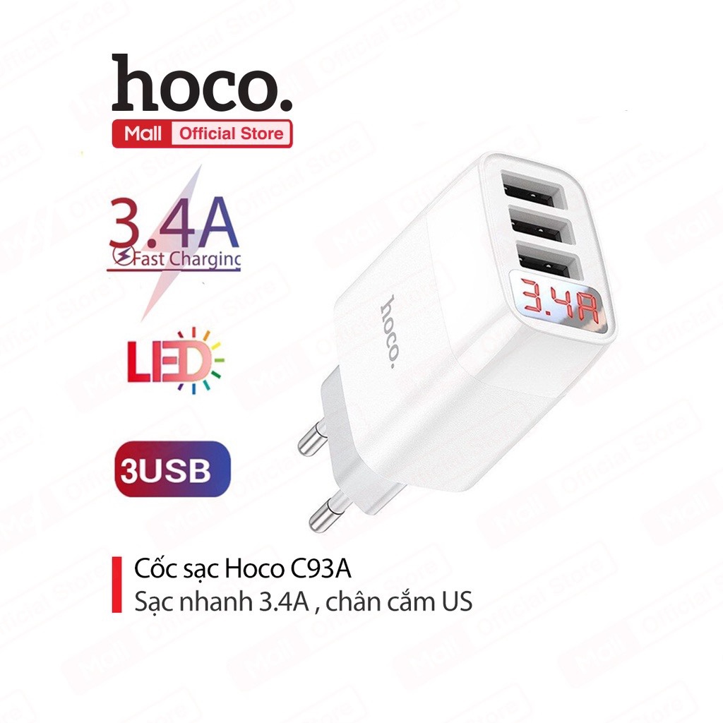 Cốc sạc 3 cổng Hoco C93A 3 cổng