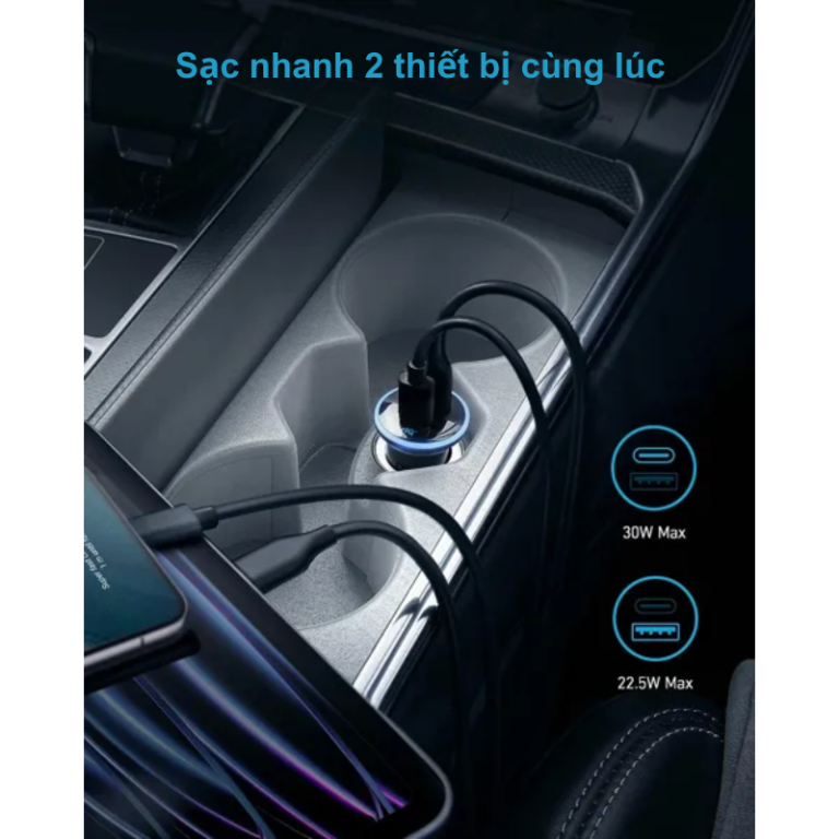 Tẩu sạc ô tô Anker 323 1C1A 52.5W A2735