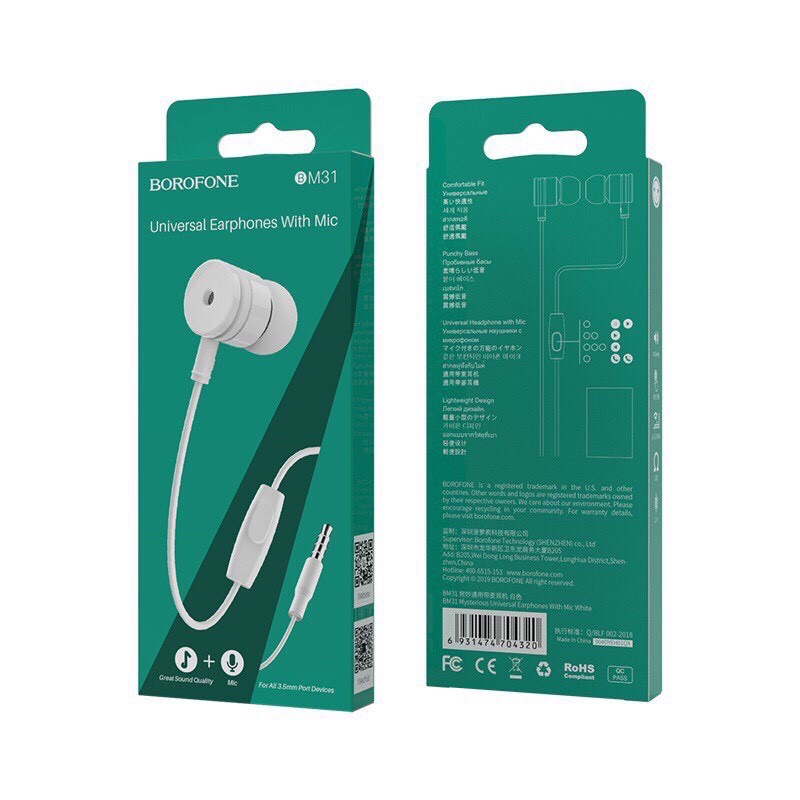 Tai Nghe dây đầu tròn Borofone BM31