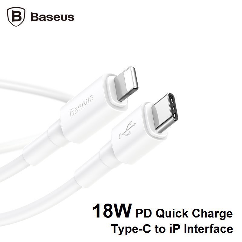 Cáp sạc TypeC-Lighting 11/12 20W Baseus Mini White