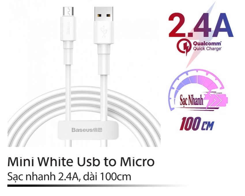 Cáp sạc Usb-Lighting Baseus Mini/Simple Wisdom