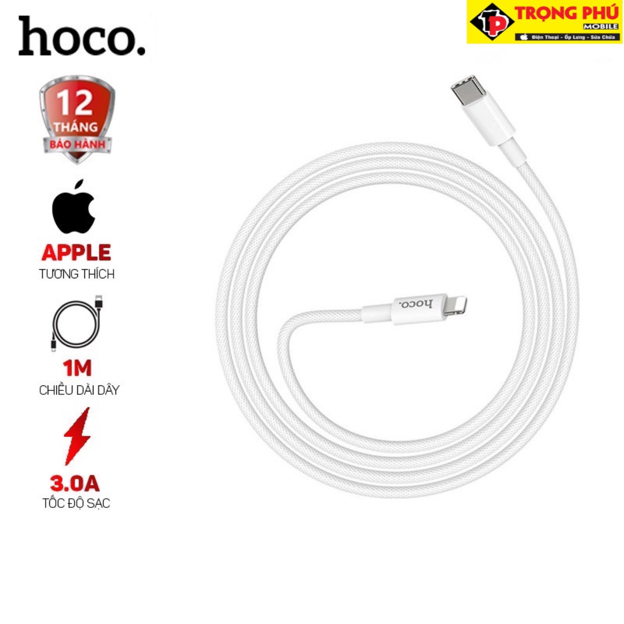 Cáp sạc TypeC-Lighting Hoco X56 20w Nylon dệt