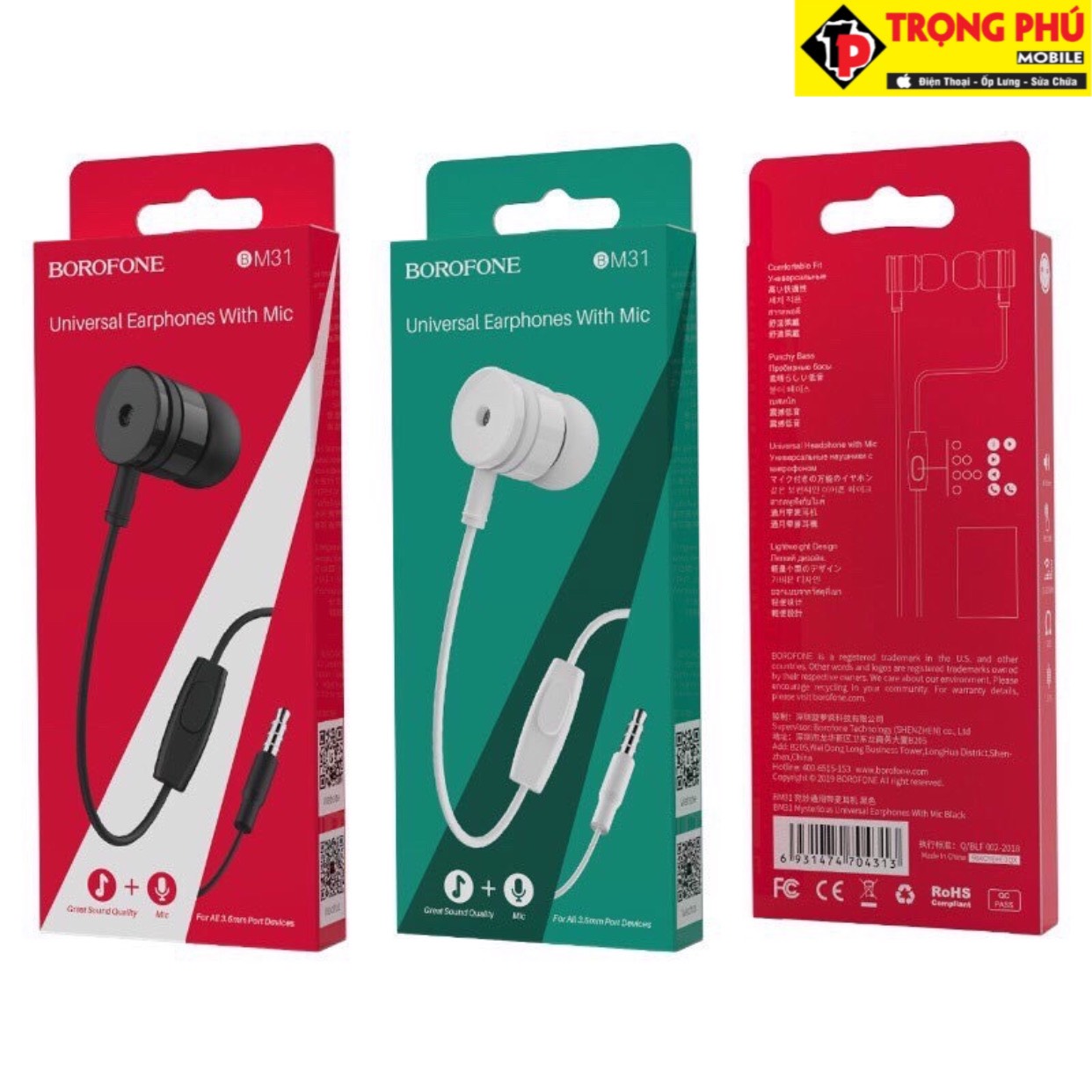 Tai Nghe dây đầu tròn Borofone BM31
