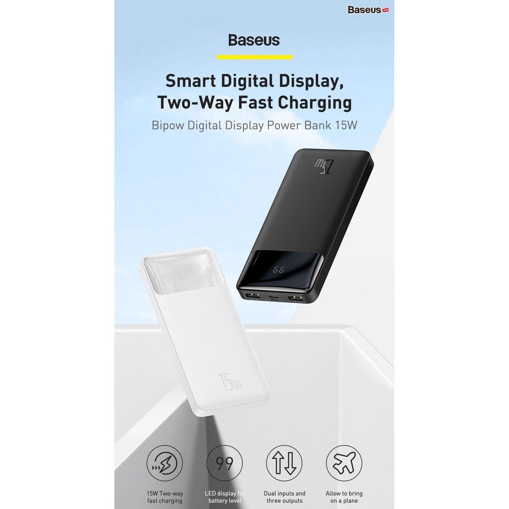Sạc dự phòng Baseus BIPOW 15W 10000mAh - Lighting
