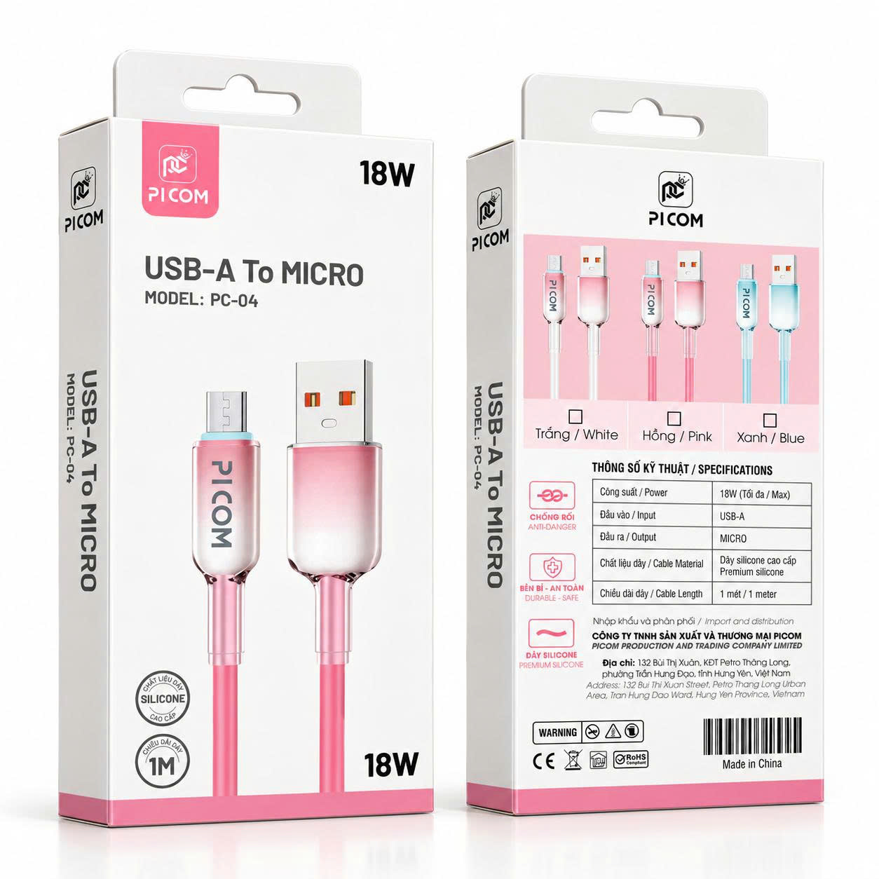 Cáp sạc Usb-Micro Picom PC-04 12w