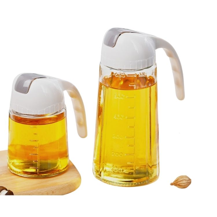 Bình Đựng Dầu Ăn Gia Vị Thủy Tinh Tự Mở Nắp Khi Rót 630ml.