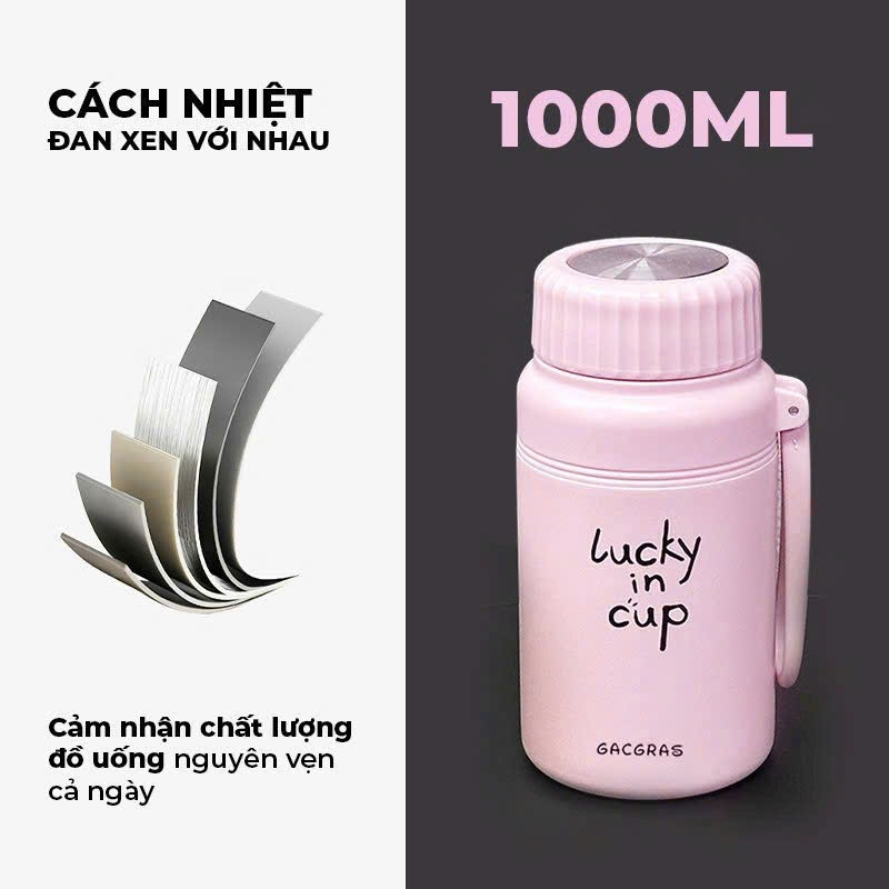 Bình nước Giữ Nhiệt Lucky Hoạt Hình 1000ml